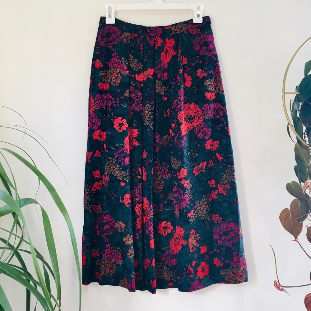 Vintage Pendleton Floral Pleated Midi Skirt